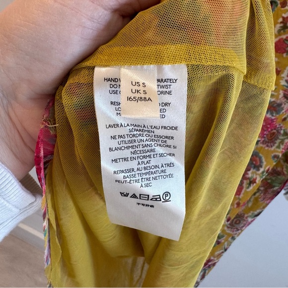 Anthropologie Gretchen Sheer Floral Blouse Mustard Yellow Small - Picture 5 of 7